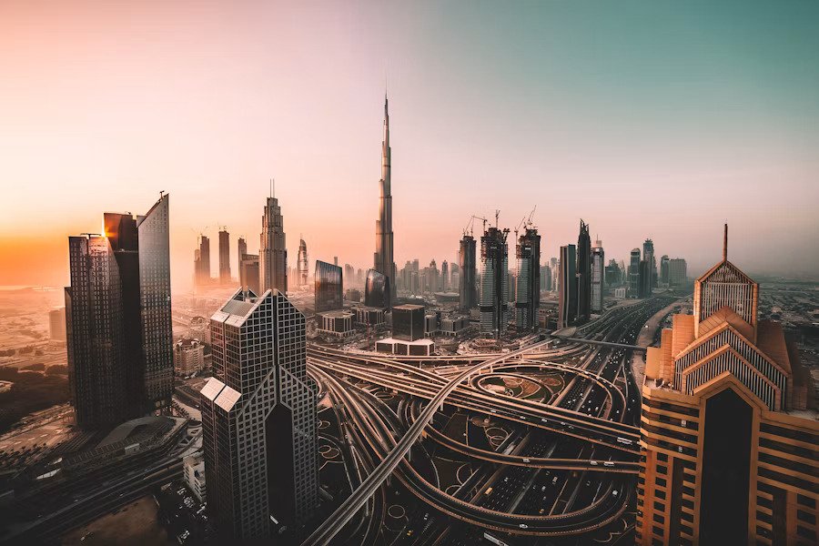 Dubai city skyline with modern skyscrapers